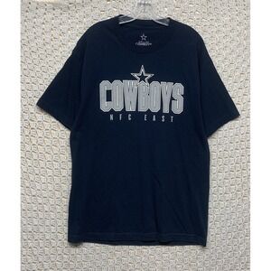 Dallas Cowboys Shirt Mens L Navy Blue Graphic Sz L Short Sleeve Cotton‎ NFC EAST